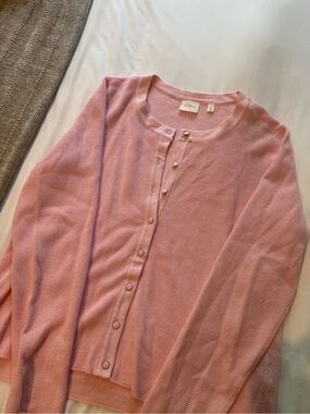 Cyrus Light Pink Button-Front Knit Cardigan
